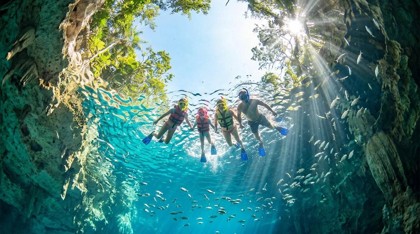 Illustration : Mexique — Cénotes en Famille : Snorkeling Authentique sans Parcs à Thème