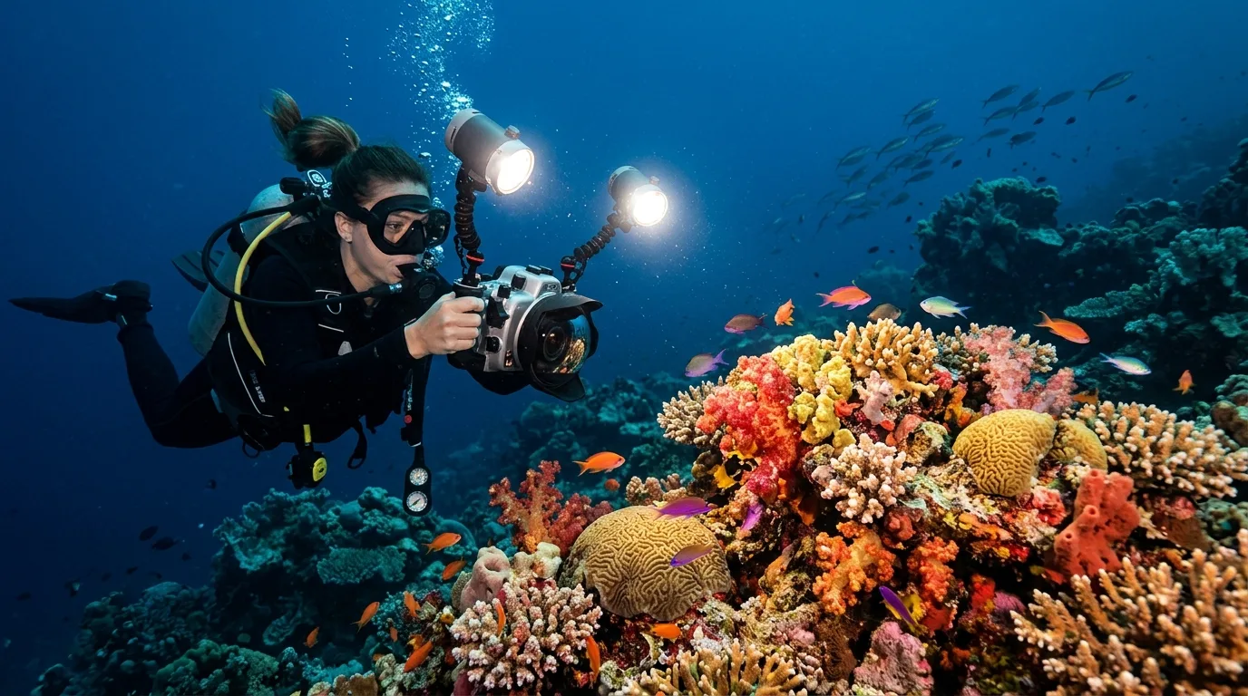 Illustration : Photo sous-marine — Le combat contre le bleu : récupérer les couleurs
